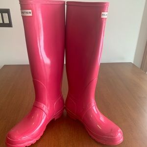 Hot pink tall hunter boots size 9US